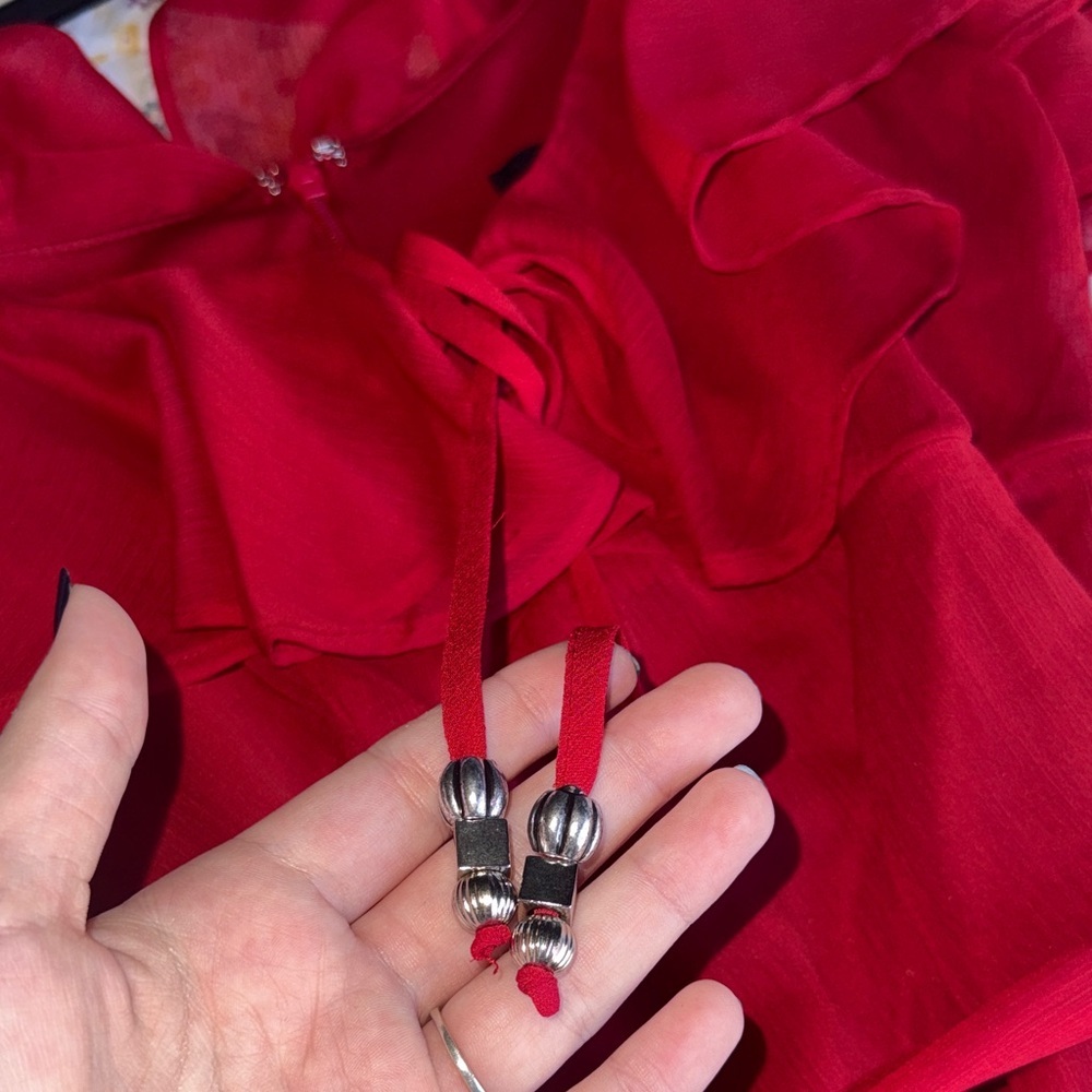 Red SHIFT Ruffle Fit-and-Flare Dress - Picture 4 of 8
